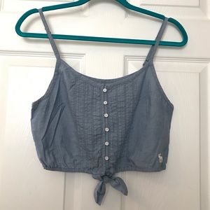 🌼 5/$25 A&F Pleat Front Chambray Crop Top